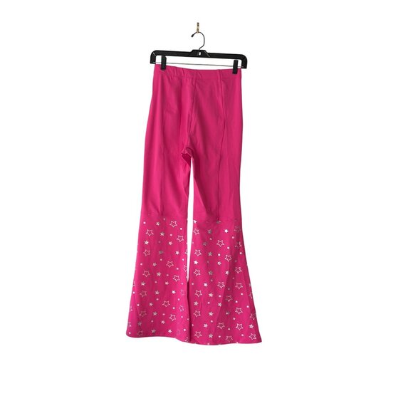 Halara Flared Leg High Waisted Pants Star Print Bubblegum Pink Size S NWT - Picture 6 of 10